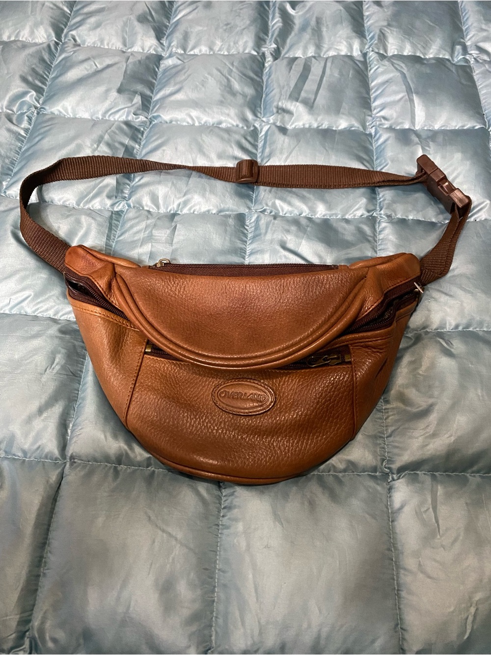 EUC Overland Brown Leather Waist Fanny Pack Retail $189